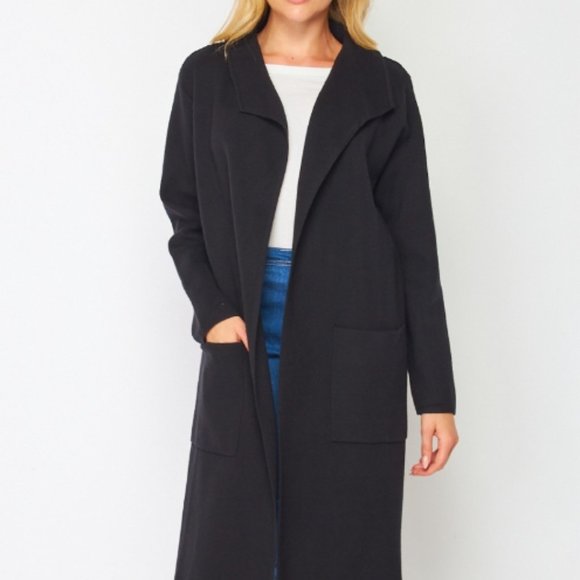 Sweater Cardigan Long Duster, Below the Knees with Pockets, Camel Tan Color - Picture 8 of 11